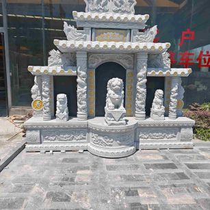 贵阳芝麻白中国黑石材套墓 花岗岩墓碑